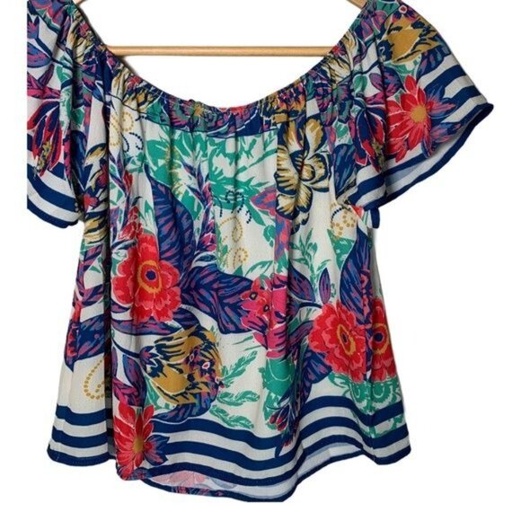 Flying Tomato Small Off Shoulder Boho Floral Peasant Blouse Summer Festival Top - Picture 10 of 11
